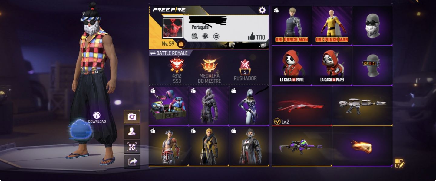 Conta Free Fire Raríssima, Antiga com muito item antigo