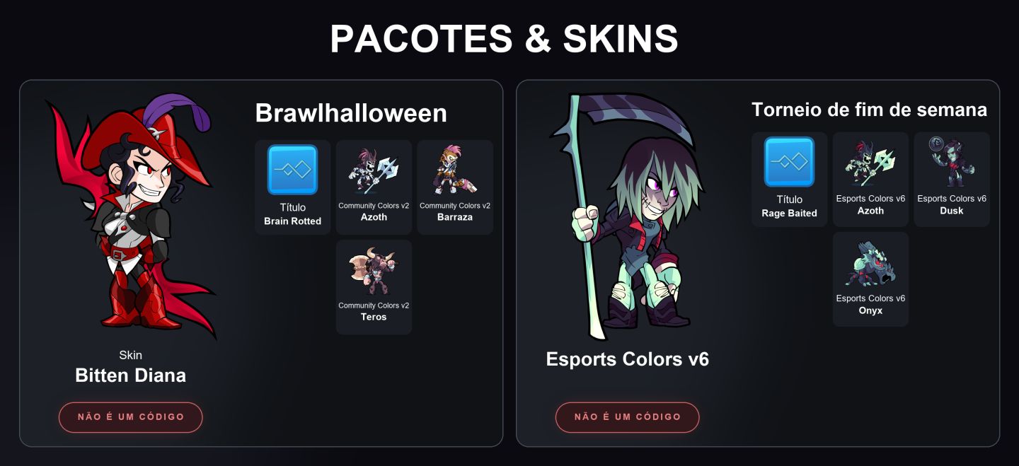 Cores, Skins e Armas para Brawlhalla [Entrega automática]