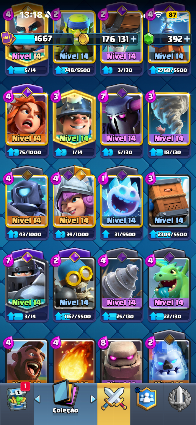 CONTA CLASH ROYALE LEVEL 15 - 10529 TROFEUS - DECK LOGBAIT MAXIMIZADO LEVEL 16