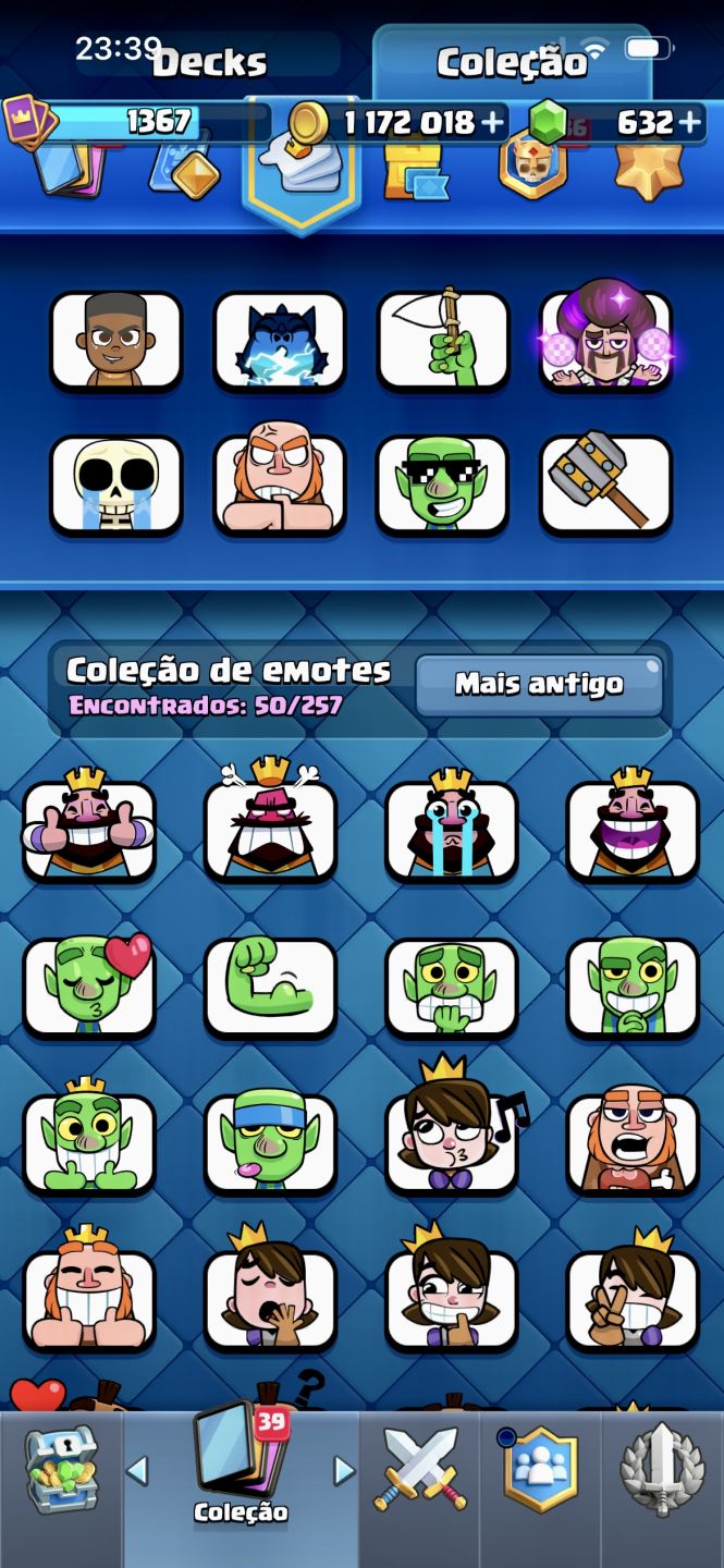 Clash Royale 10.5K + COC CV9 Nível 76 | Emotes Raros | Cartas upadas
