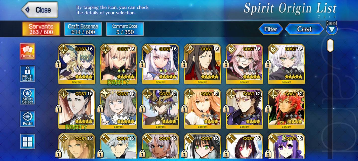 [PROMOÇÃO]Conta Fate/Go NA iniciante com 13 5* (np5 Melusine e np2 okita)