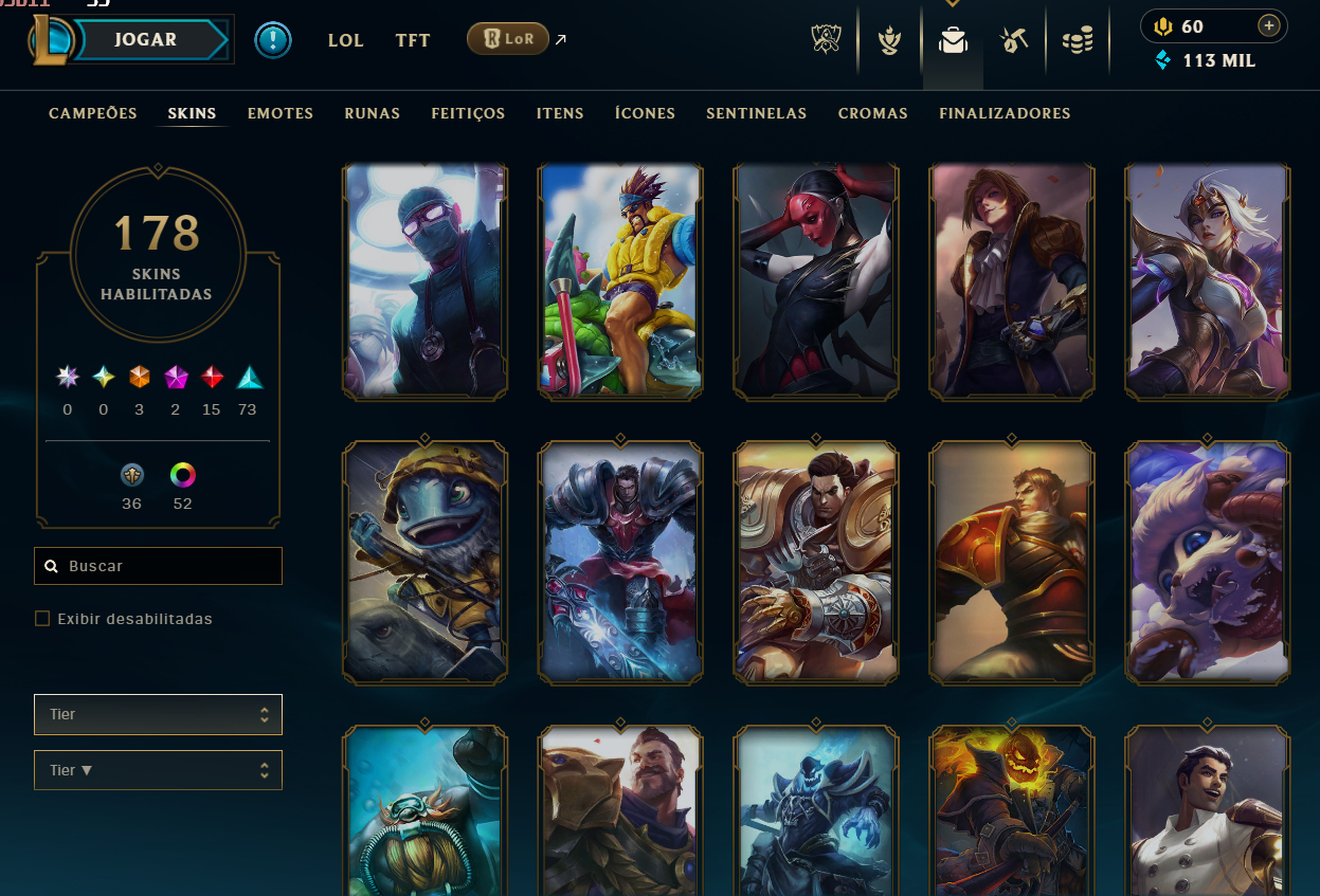Conta LOL Diamante | 178 Skins | Todos Campeões | Desde 2016