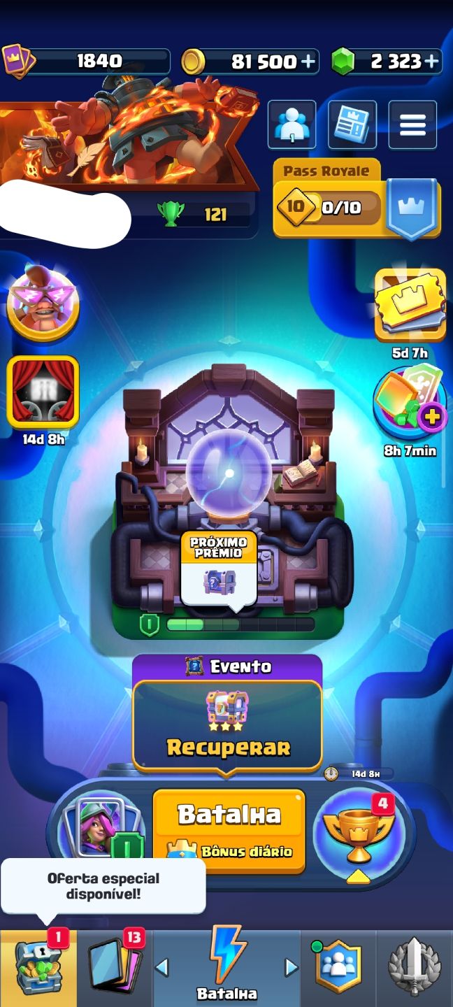 Conta de Clash Royale + Brawl Stars na última arena