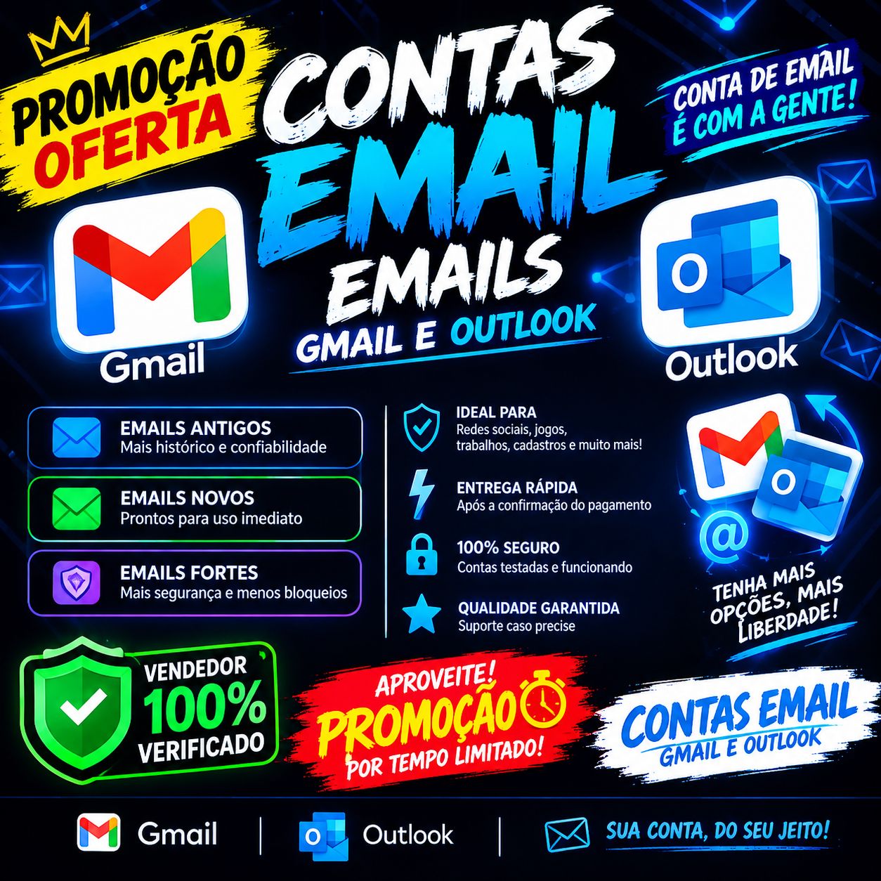 EMAIL - GMAIL/OUTLOOK - NOVOS,FORTES,ANTIGOS E MUITO MAIS!!