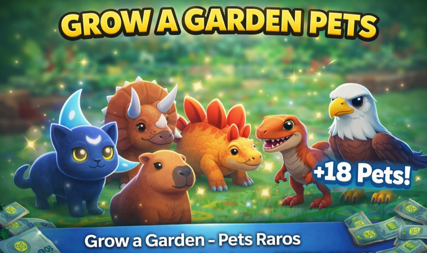 TUDO POR 2R$!-GROW A GARDEN (Moon Cat, Triceratops, Capybara e +)