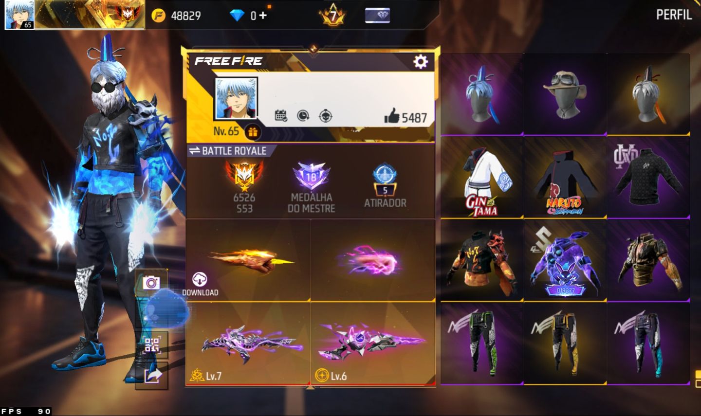 Conta de Free Fire Prime 7 Gemada | 3 Angelicais + 7 Evolutivas