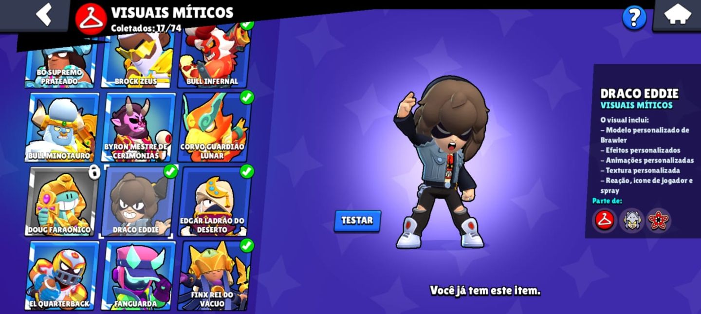 Conta de Brawl Stars gemada com 86 brawlers