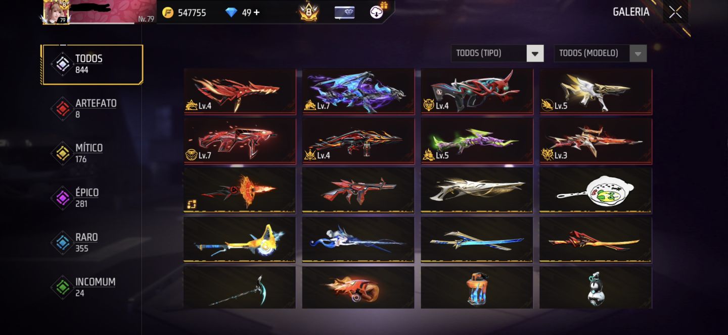 CONTA DE FREE FIRE GEMADA NÍVEL 79 COM ANGELICAL, MANDELA e SOMBRA ROXA