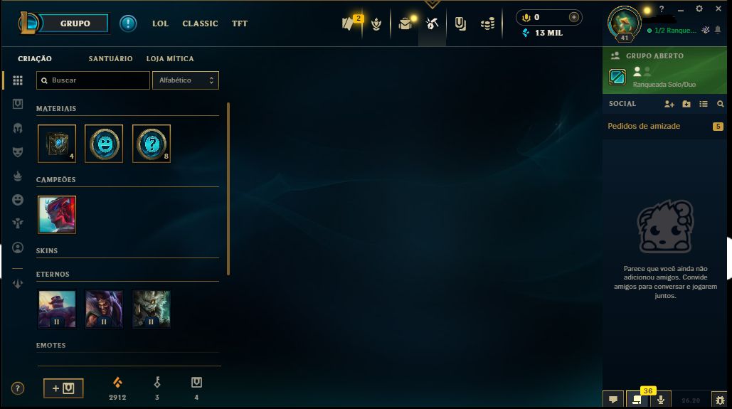 [Menor preço!!!] Conta platina IV lol