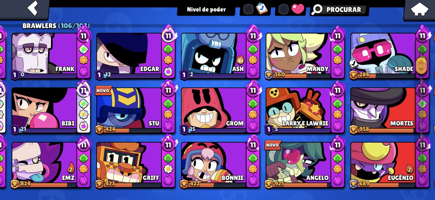 CONTA BRAWL STARS 2018 RARA SHELLY ESTELAR + FAMA LUNAR II