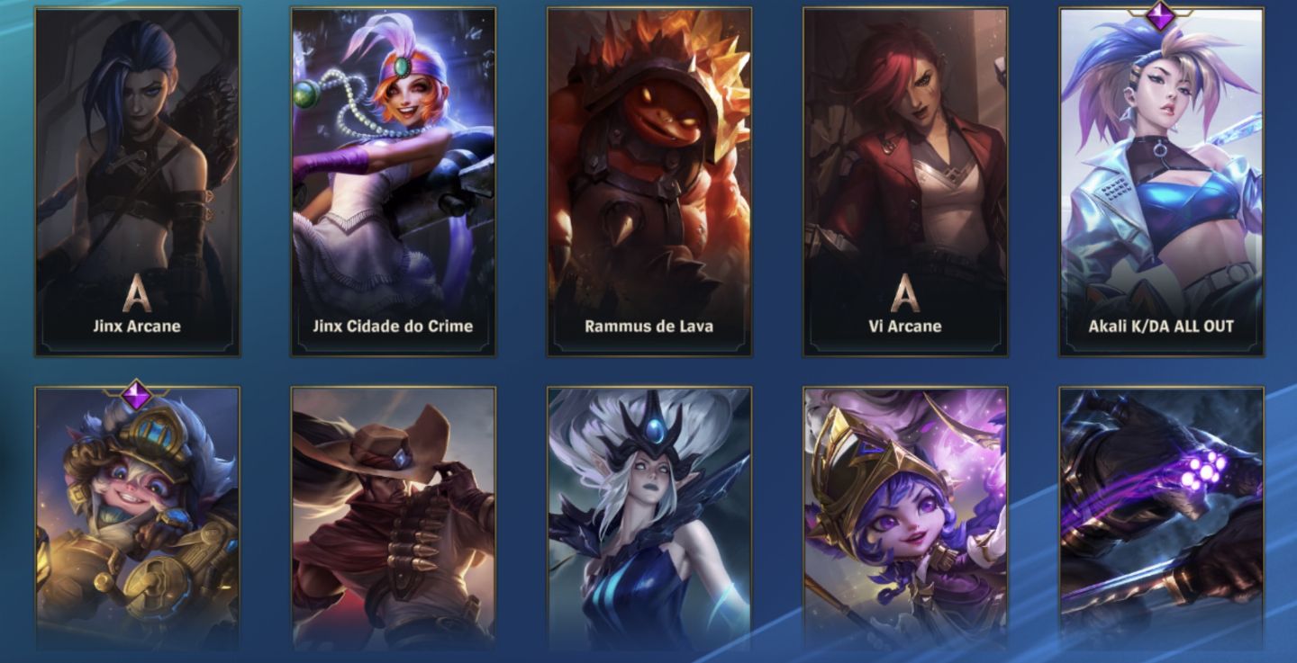 Conta wild rift com skins prestígio e lendárias.