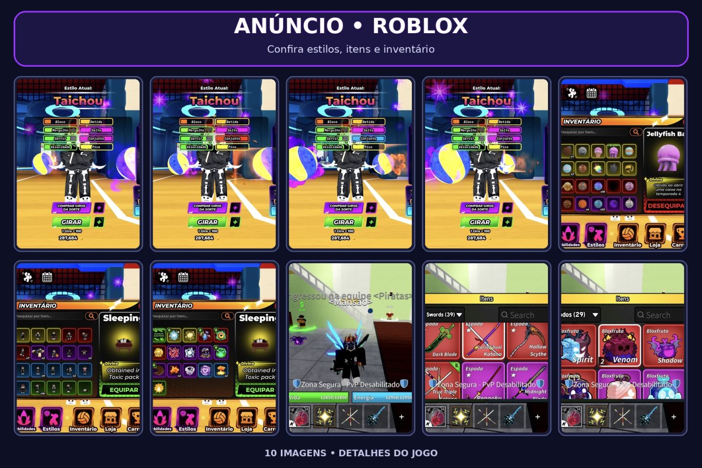 Conta haikyuu legends e Blox fruits