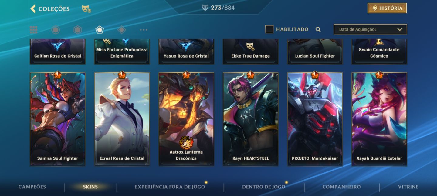 Conta WILD RIFT com 273 skin, grão mestre Mono Diana Full champs