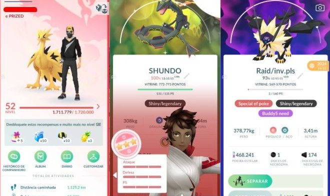 CONTA POKEMON GO LEVEL 52 | 103 LENDARIO | 120 BRILHANTE | RAYQUAZA SHINY IV100