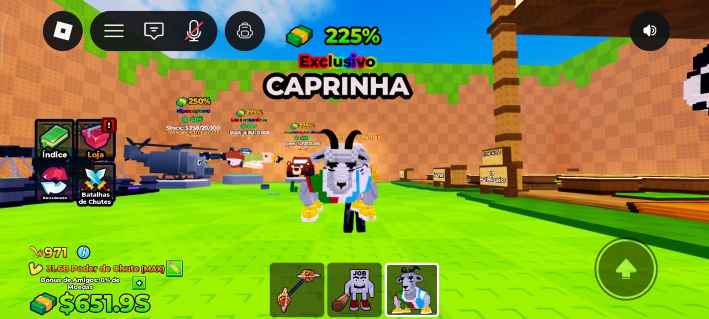 Vendas de brainrot limited de chute um bloco da sorte