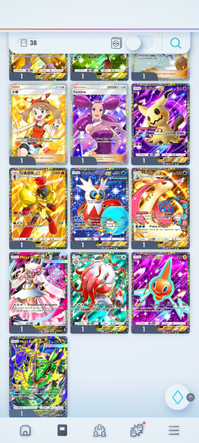 PROMOÇÃO Conta Pokémon TCG com 4 cartas douradas e mto mais, confira fotos!
