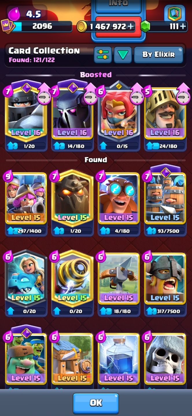 Conta Lvl 16 + todas cartas level 15 + 39 Evolucoes + 2 CRL BADGE+ Coleção 2096