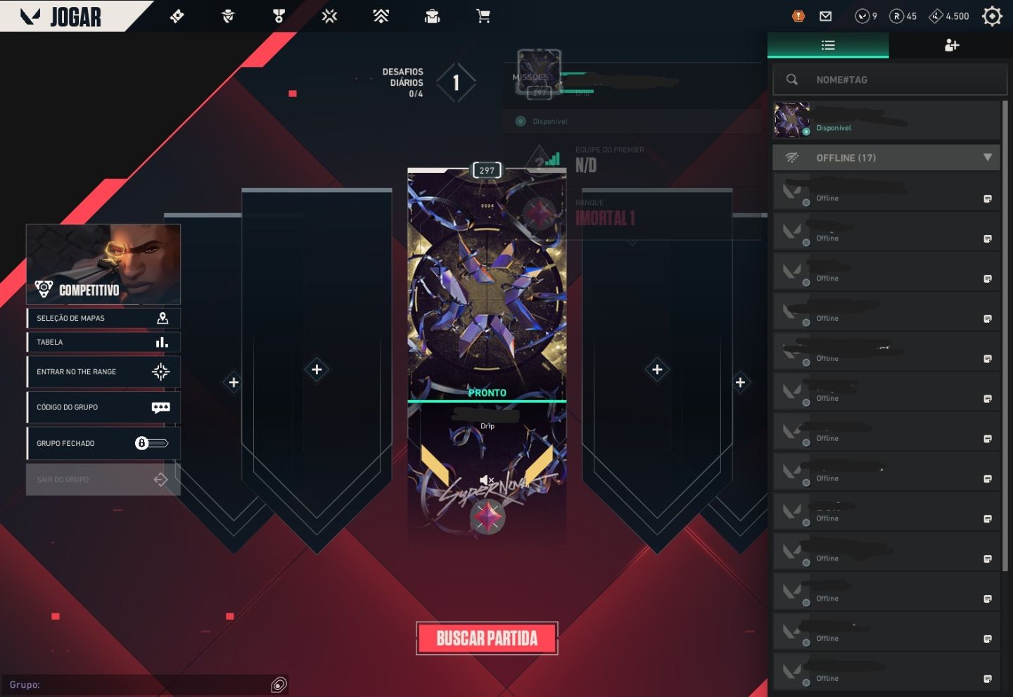 CONTA VALORANT IMORTAL | PACOTE CHAMPIONS 2023 & 2024 | FULL ACESSO | NVL 297