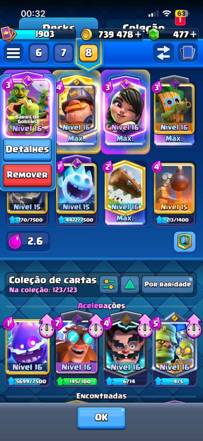 Conta de Clash Royale com 34 evoluções
