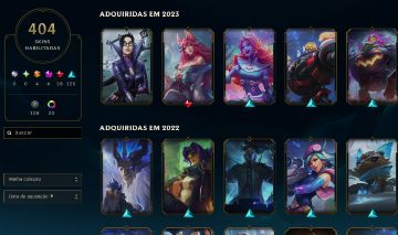 Conta com 404 skins, 256 campeões, unranked no League of Legends