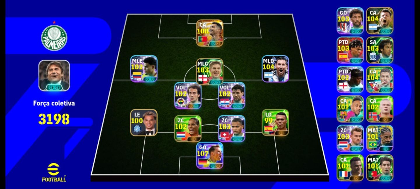 CONTA DE EFOOTBALL 3198 DE FORÇA C NUER 107 + CR7 108 DE OVER + RAROS!!