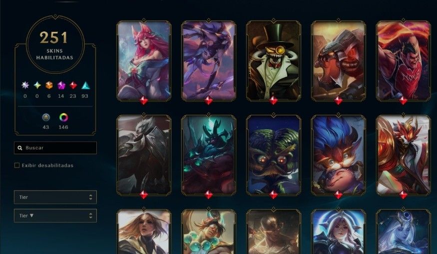 Conta RARA de lol desde 2015 com 251 skins e todas as ultimate
