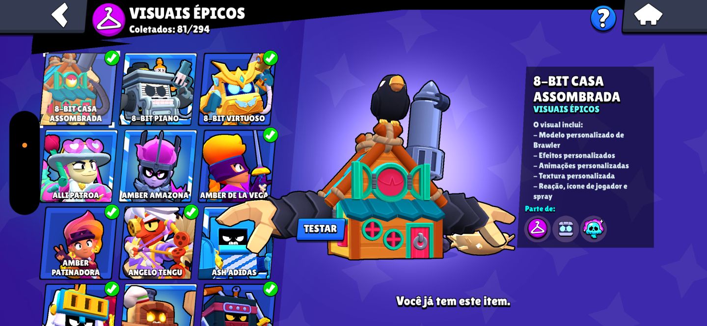 CONTA DE BRAWL COM VARIOS ITENS RAROS(PARCERIA BOB SPONJA+SUBAY SURFERS)