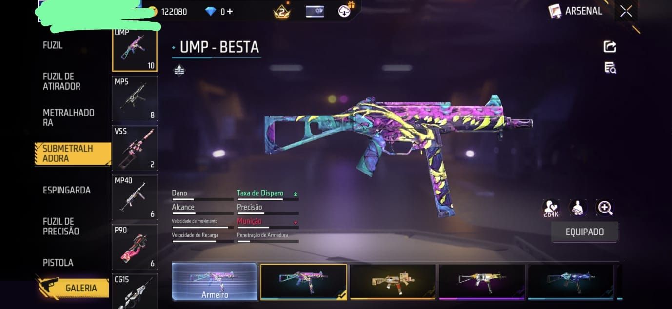 Conta de free fire focada em ap com ump roxa e prime 3