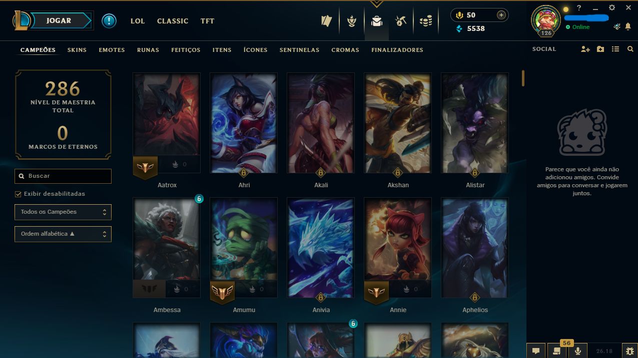 CONTA LOL LVL 126 | 81 SKINS | 119 ÍCONES