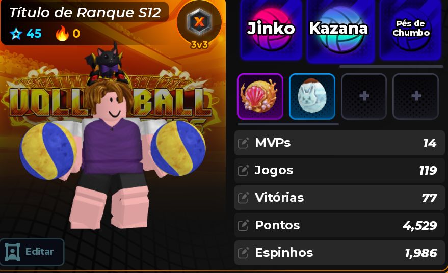 Conta volleyball estilos secretos/ultra + habilidades