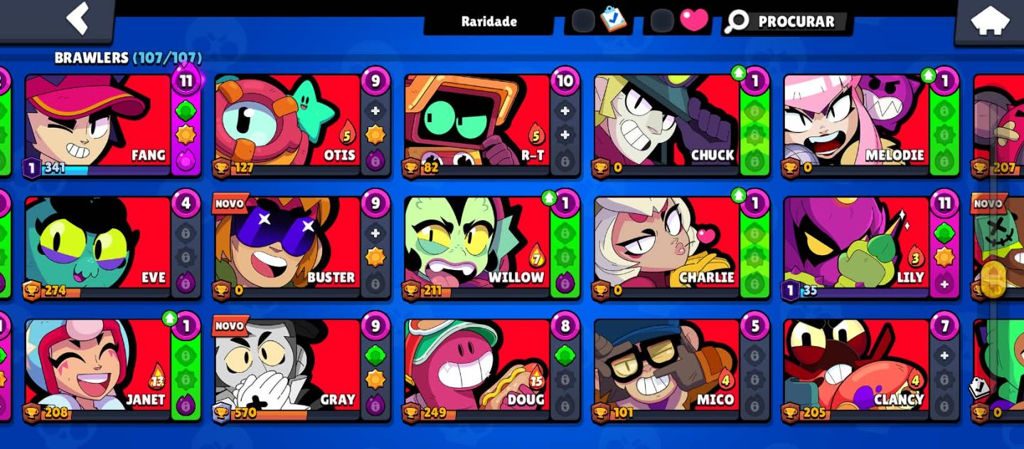 BRAWL STARS FULL 107/107 BRAWLERS + 52K TROFÉUS