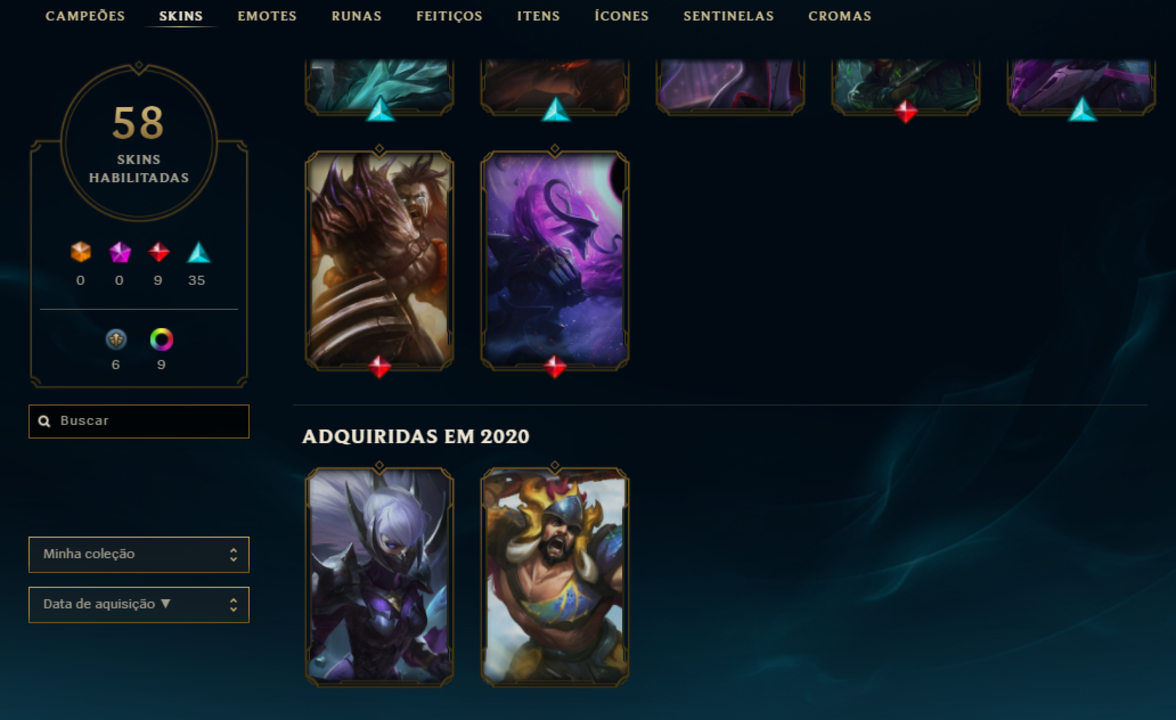 CONTA LOL COM 58 SKINS | UNRAKED | UPADA A MÃO