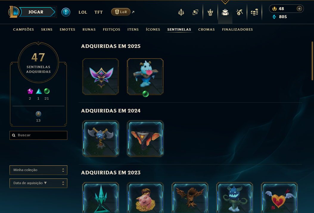 Conta LoL Unranked Nível 564 - 249 skins - Todos Campeões