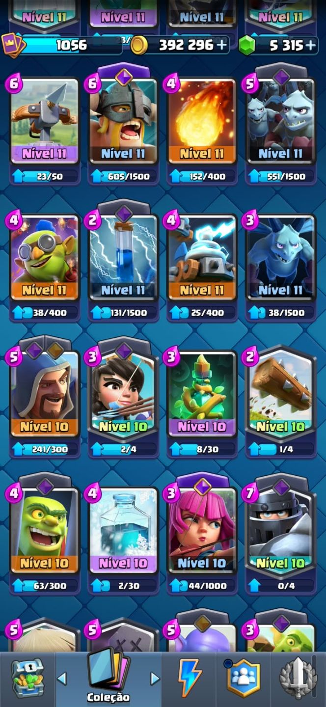 5.900 Troféus | 400k Ouro | 5.300 Gemas | 109/123 Cartas