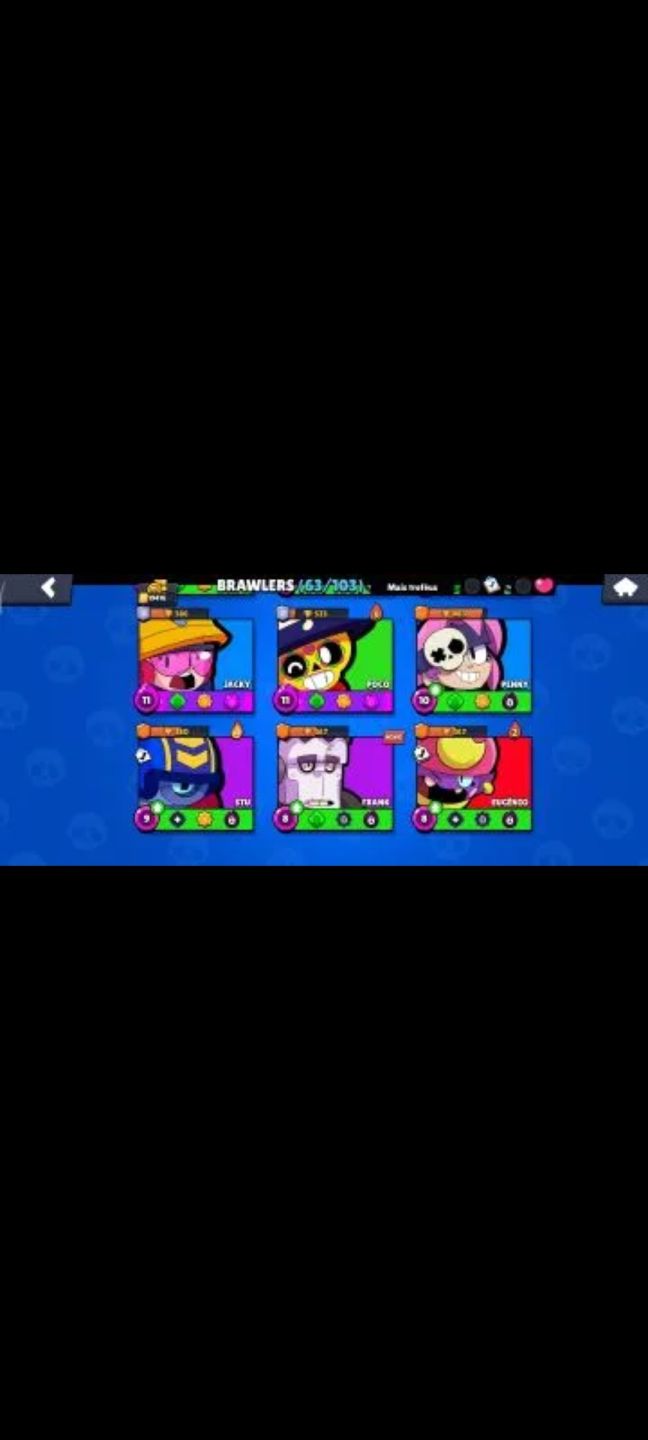 CONTA DE BRAWL STARS COM MUITOS TROFEUS E SKINS LENDARIAS
