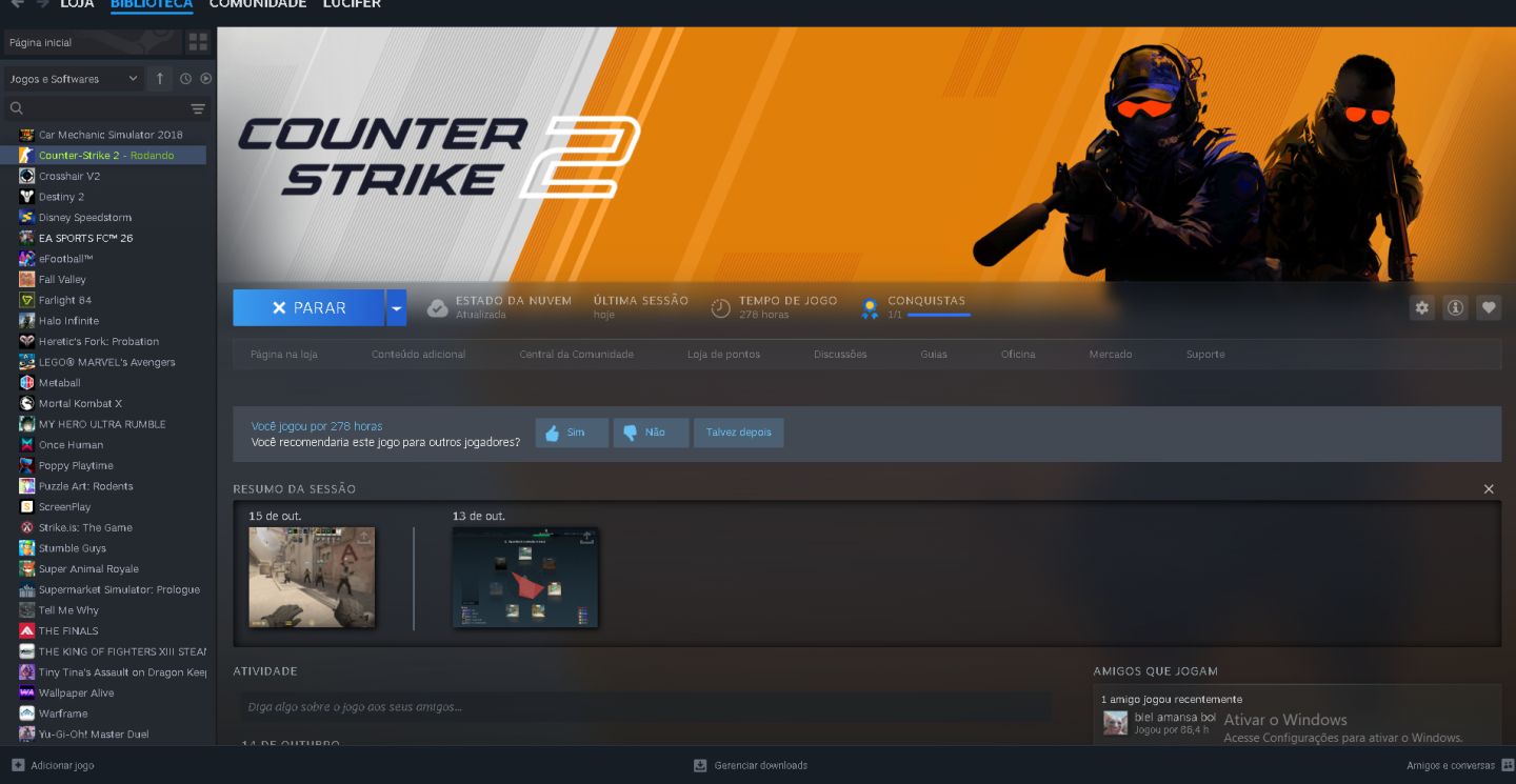 CONTA STEAM COM PRIME NO CS2 E EA FIFA 2026 MORTAL KOMBAT X E VARIAS SKINS