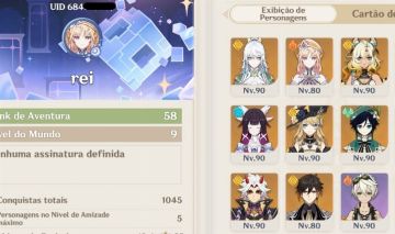 CONTA GENSHIN AR58 9 T5 LIMITADOS E 4 ASSINATURAS (PREÇO NEGOCIAVEL)