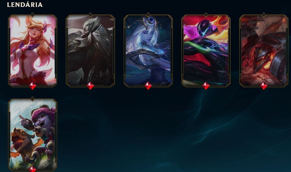 CONTA D1 MAIN SUP, COM SKIN PYKE EMPIREO, LEONA CRYSTALIS MOTUS E ANNIEVERSARIO