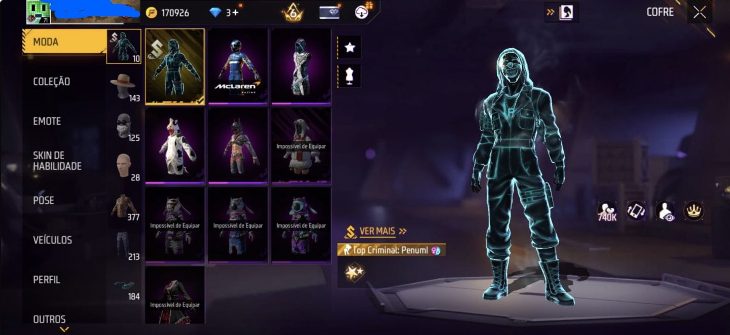 Conta Free Fire(Conta Rara,Completinha)