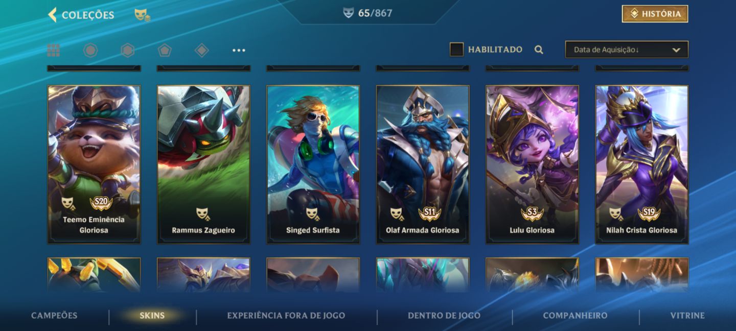 Wild Rift Conta 65 Skins (Lendárias + Épicas) | Nível 160