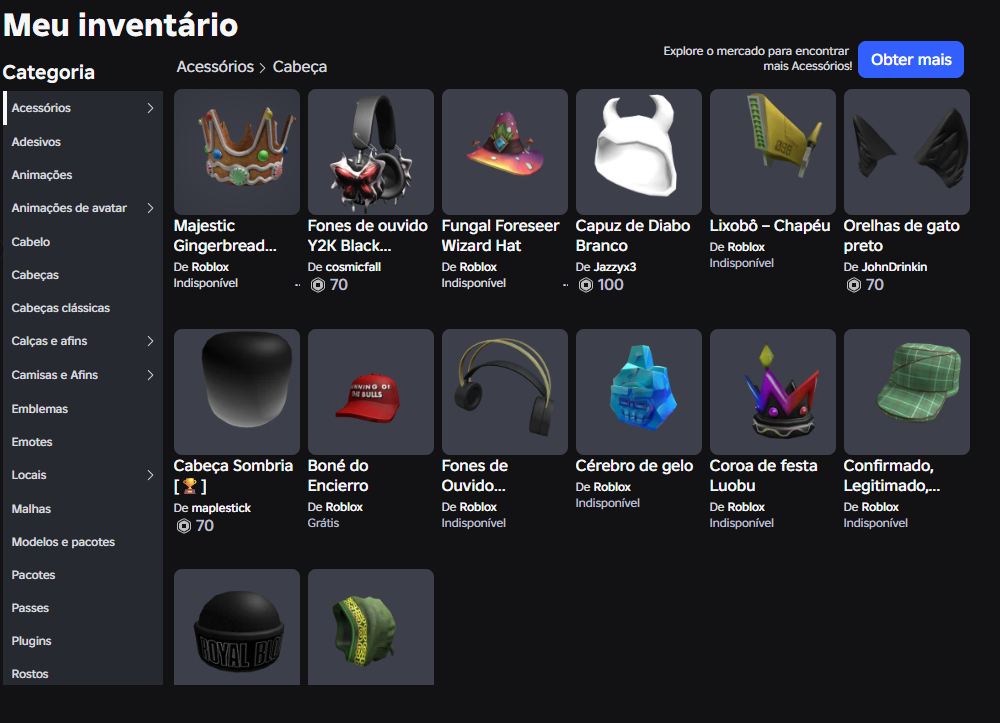 Conta de Roblox principal, cheia de skins e game pass Baratinha!