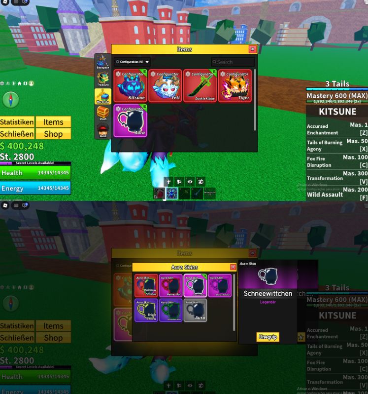 Conta de Blox Fruits Full com 6 Perm Tiger, Venom, Kitsune e Todas as gamepass