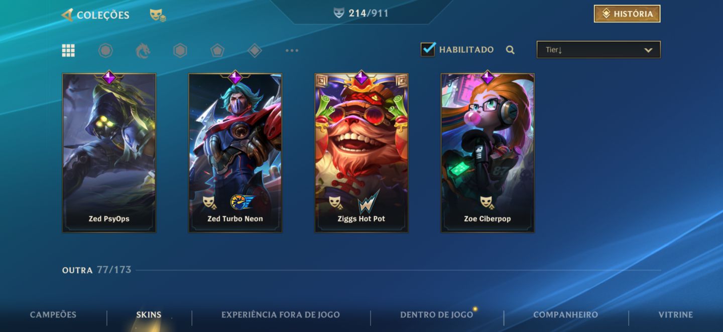 Conta Wild rift com 214 skin jinx super vilã todas forma e master yi turbo neon