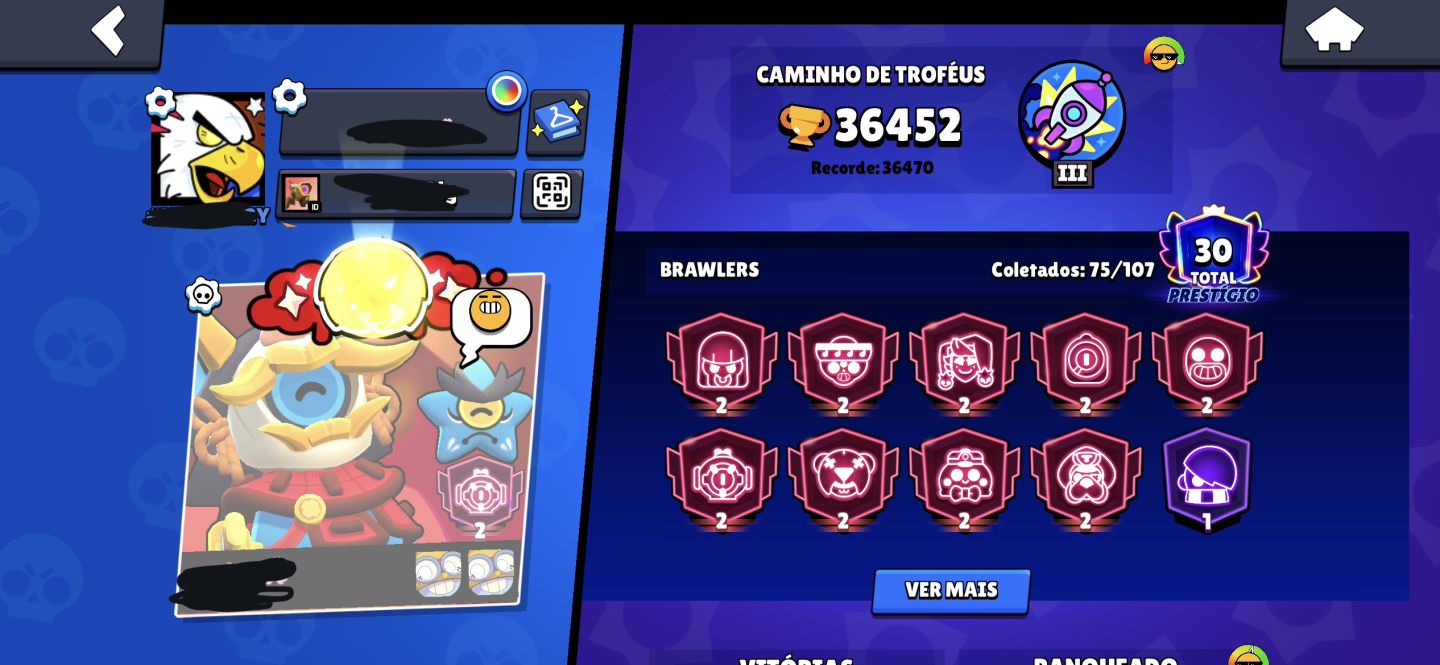 Conta Brawl Stars | 75 Brawlers | 36k Troféus