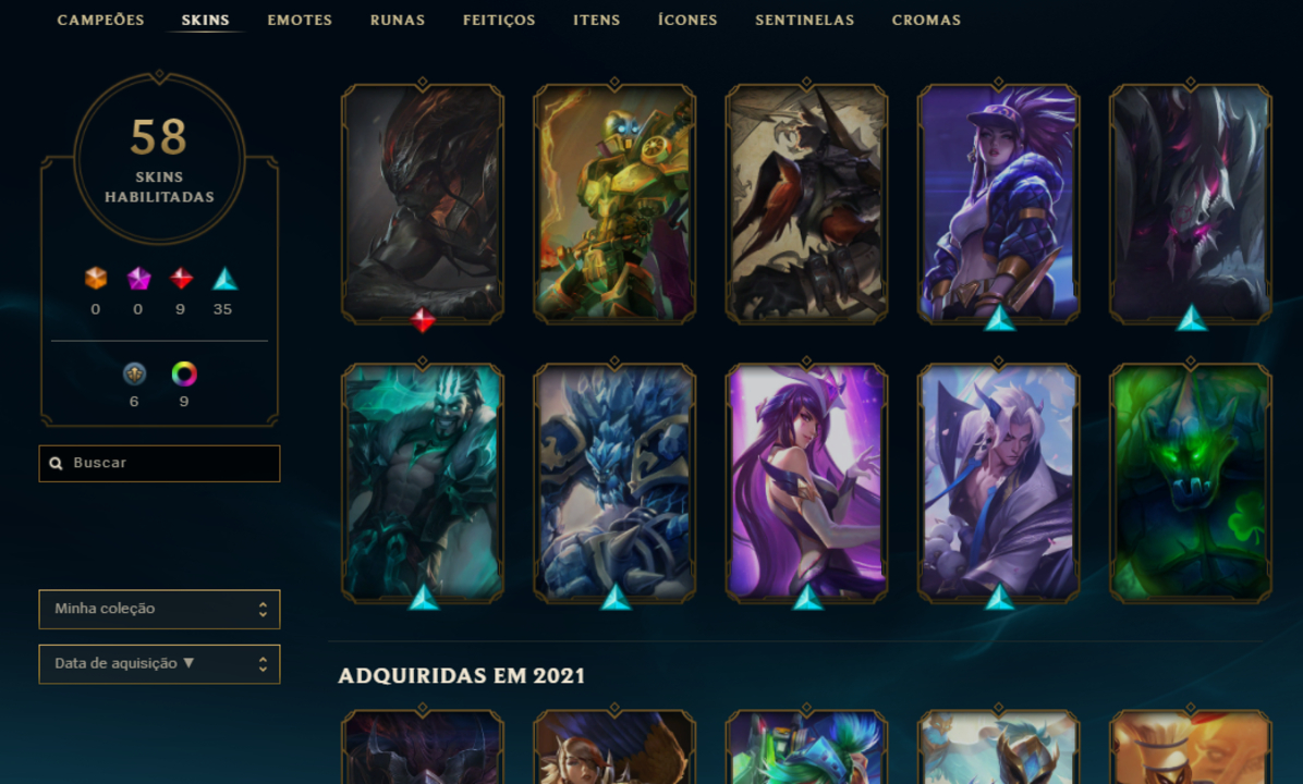 CONTA LOL COM 58 SKINS | UNRAKED | UPADA A MÃO
