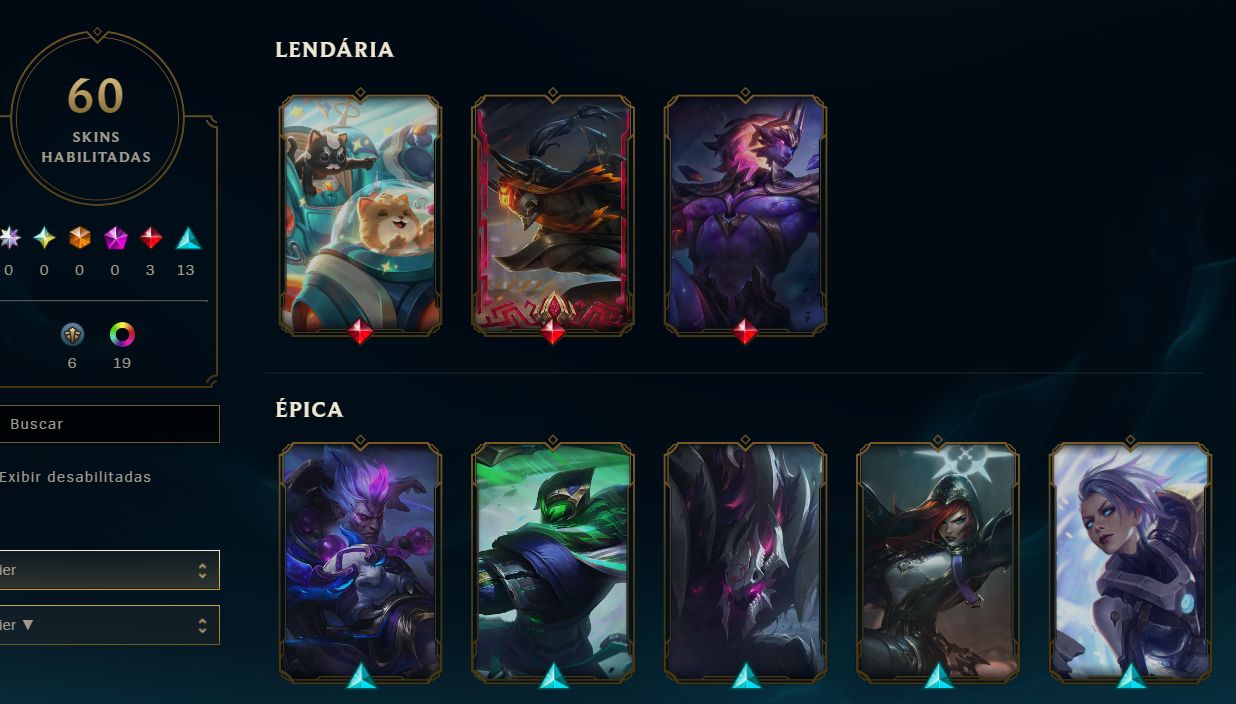 Venda de conta league of legends 22 skins