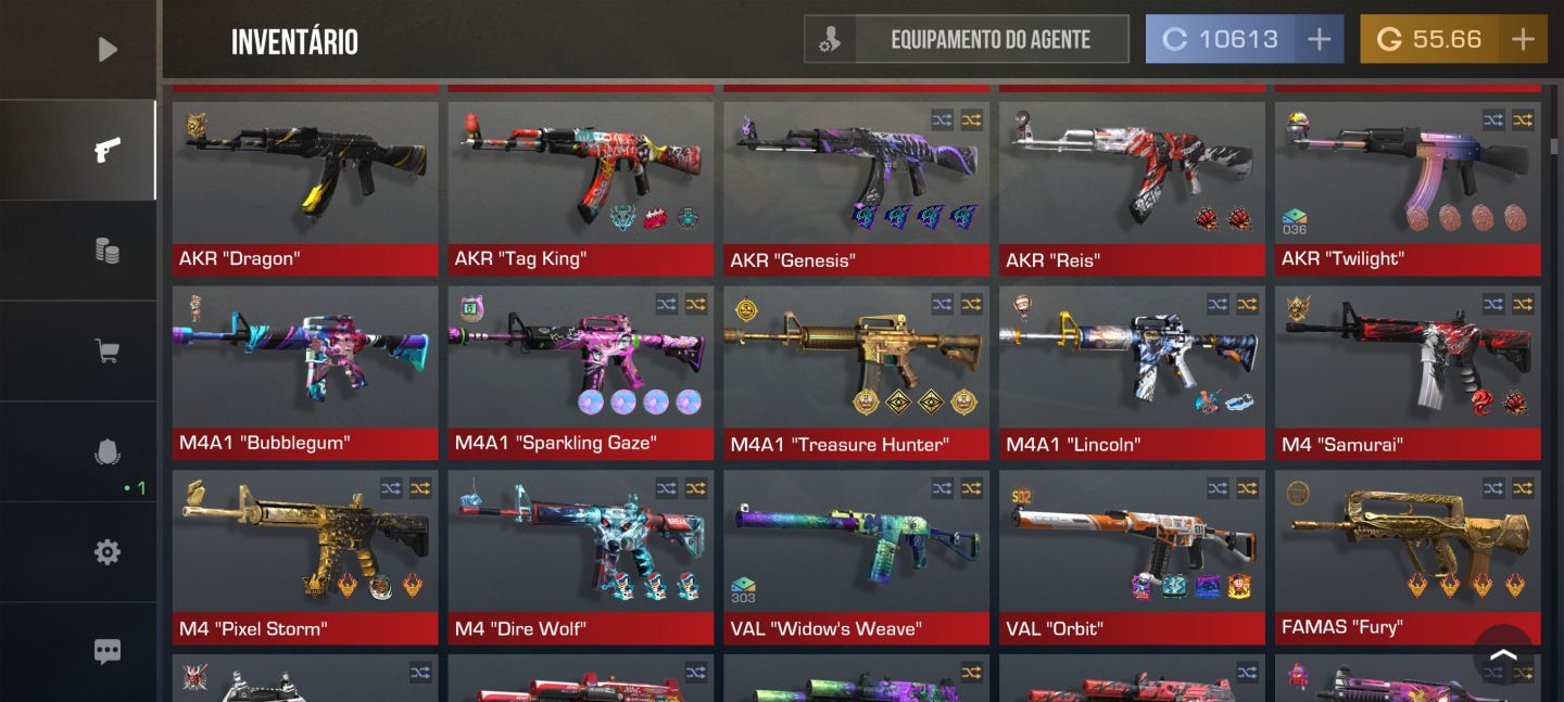 CONTA DE STANDOFF 2 COM MAIS DE 600 ITENS avaliada em 167k gold