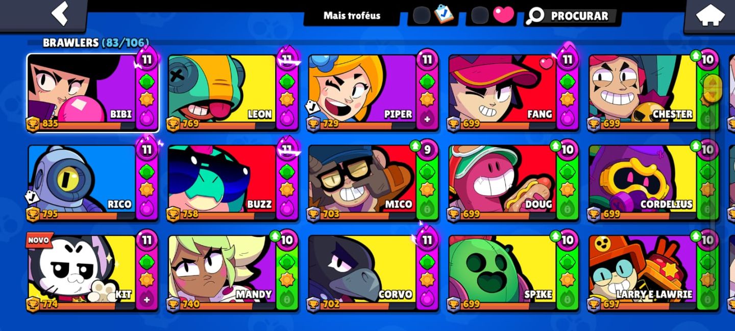 Conta de brawl stars 43K troféus, conta de 2020, 300 gema, 16k Blings