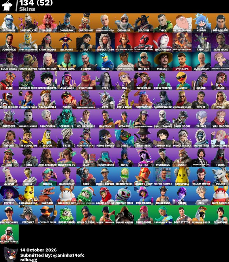 CONTA FORTNITE TRYHARD 134 SKINS