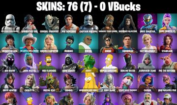 CONTA FORTNITE COM 76 SKINS SABRINA CARPENTER/RUSSEL/ROBIN/SUPERMAN/UNSC
